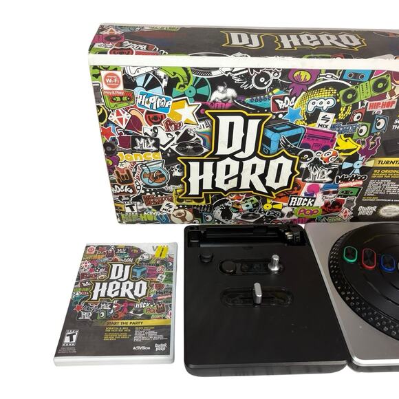 2009 DJ Hero Turntable & Game Disc Bundle Nintendo Wii Activision TESTED & WORKS - Picture 2 of 16